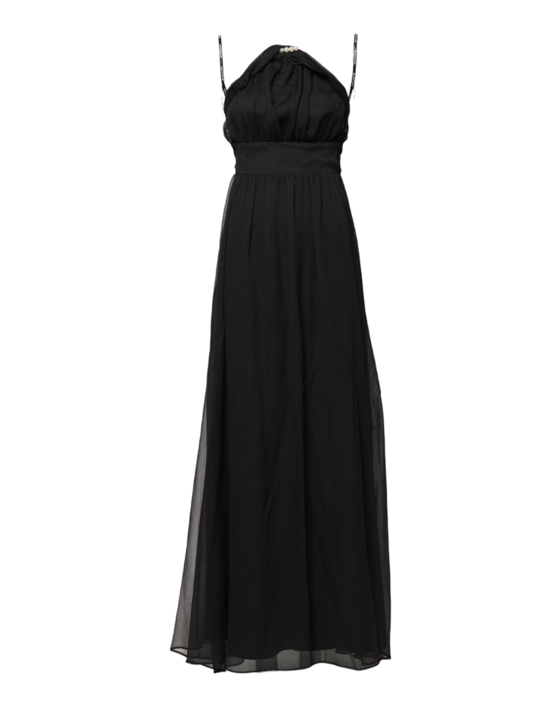 Black Tulle Pearl Sleeveless Long Gown Dress