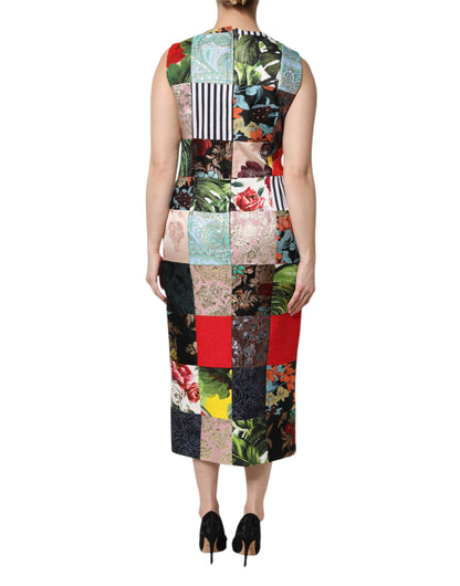 Multicolor Patchwork Sleeveless Sheath Dress