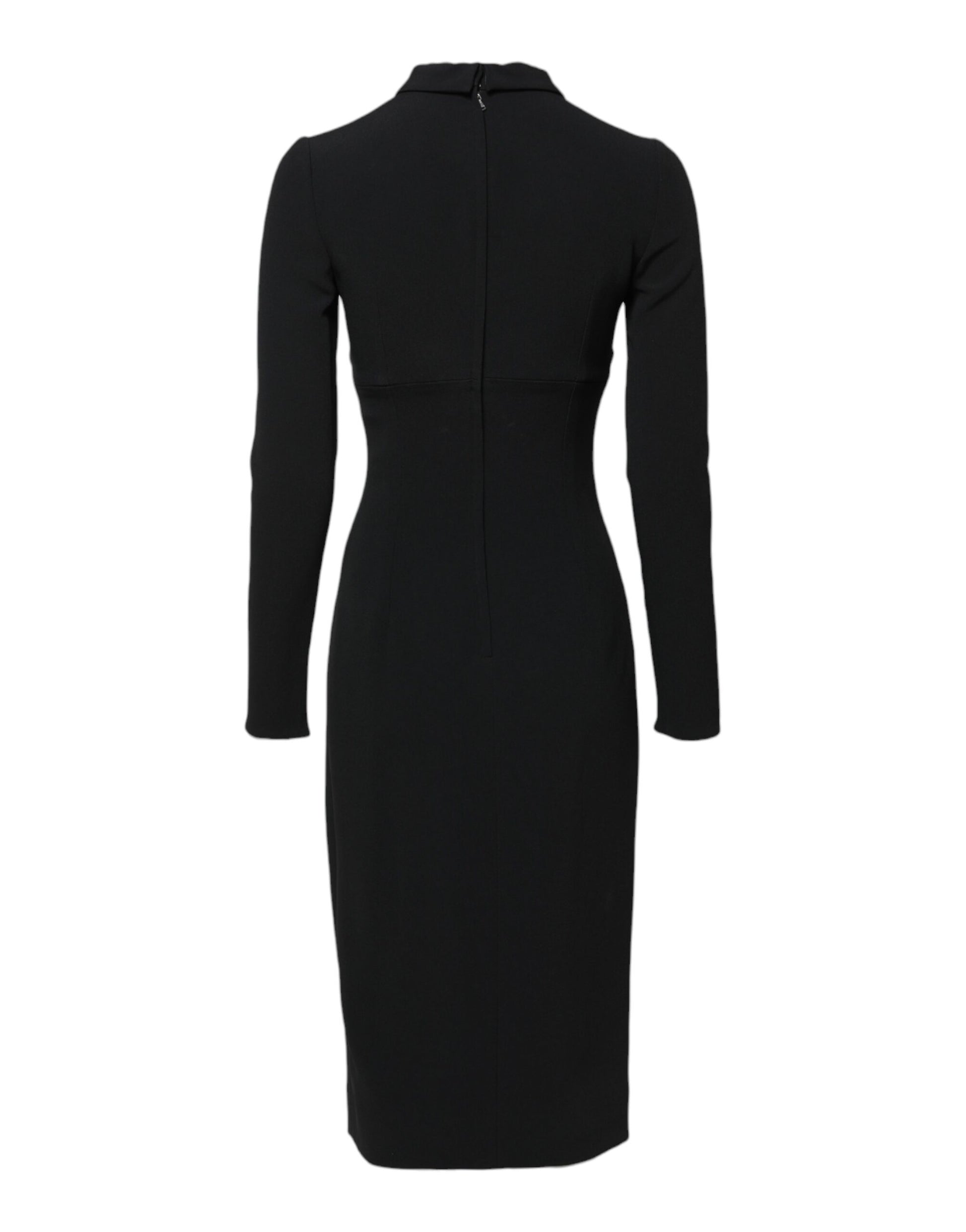 Black Long Sleeves Bodycon Sheath Midi Dress