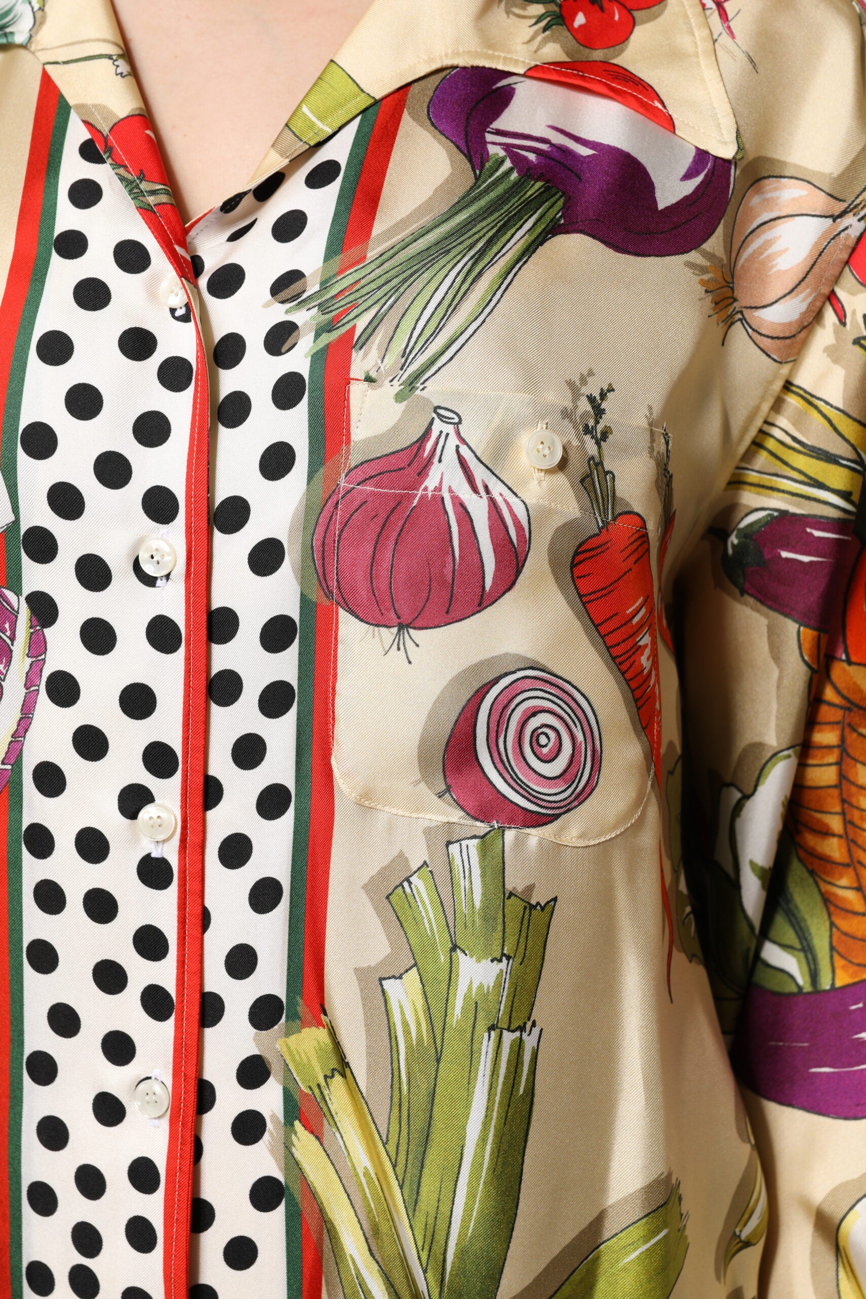 Multicolor Vegetables Silk Long Sleeves Top