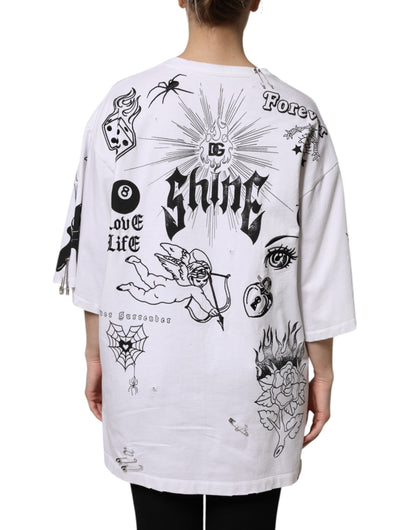 White Cotton DG BLESSED Printed T-shirt