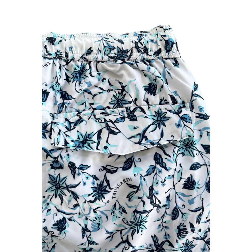 White Polyester Men Swim Short