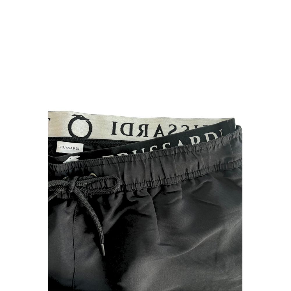 Black Polyester Men Swim Shorts