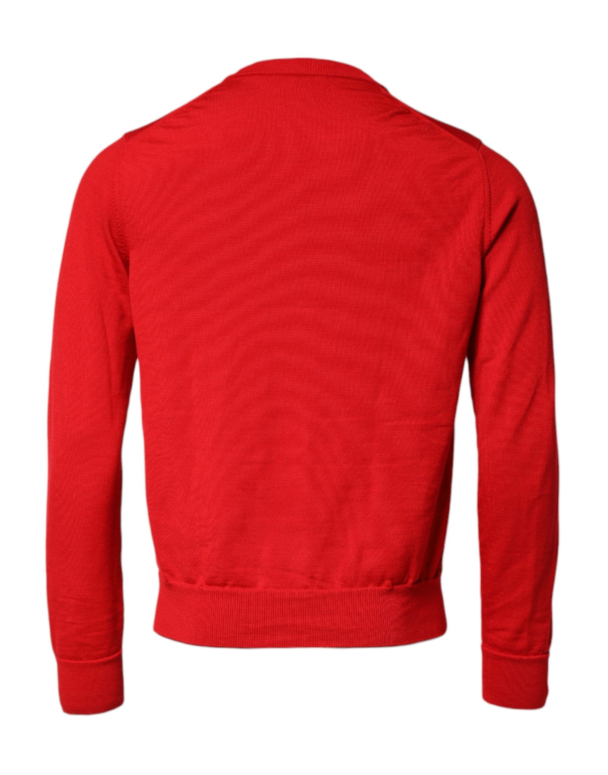 Red Eye Print Crew Neck Men Pullover Sweater