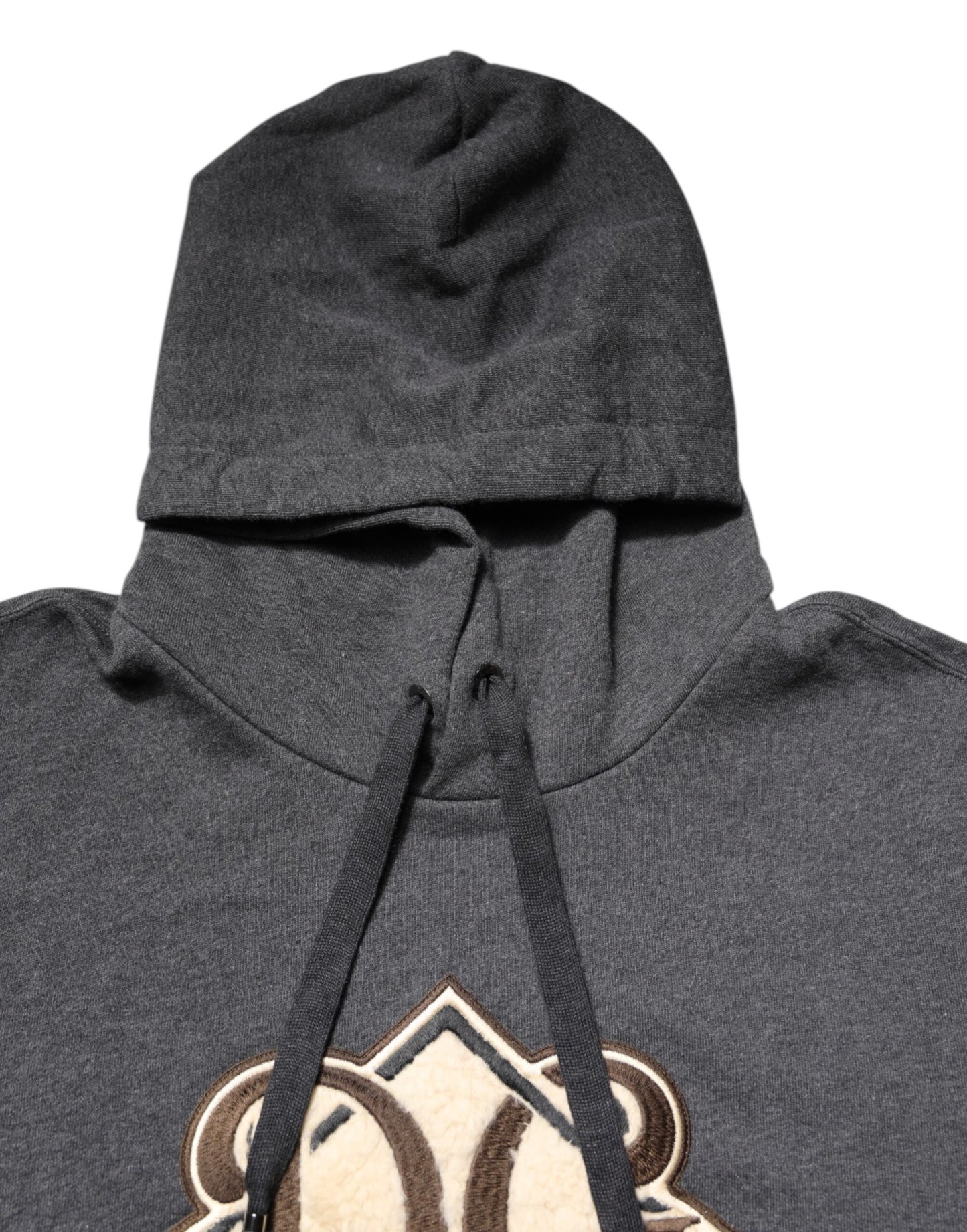 Gray Logo Patch Hooded Sweatshirt Sweater
