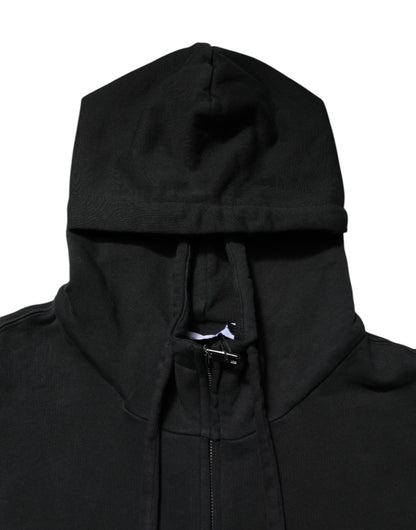 Black Logo Full Zip Hooded Men Sweatshirt Sweater
