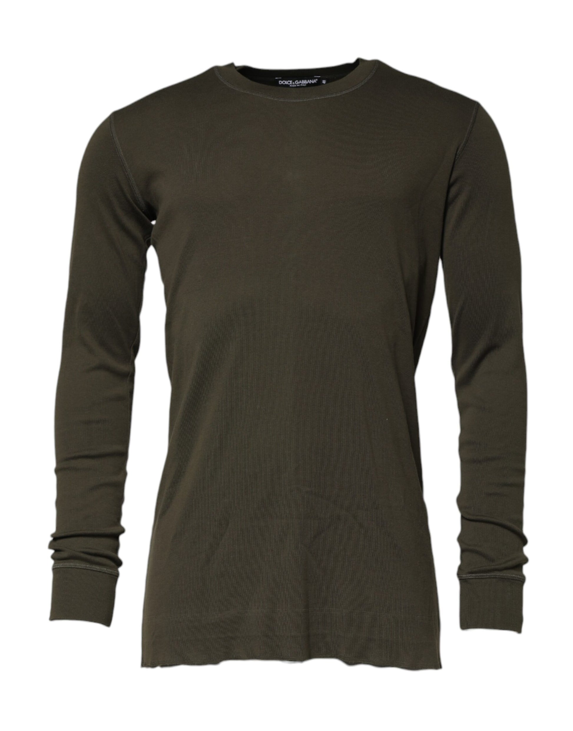 Dark Green Long Sleeves Crew Neck T-shirt