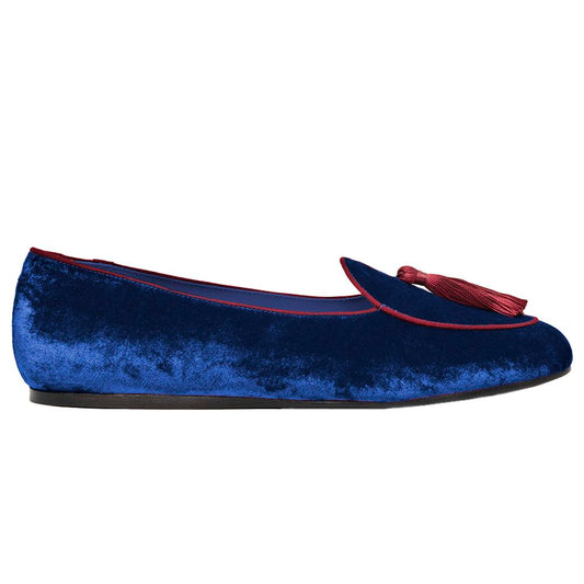 Blue Velvet Flat Shoe