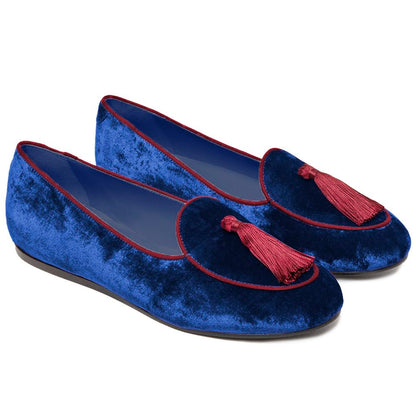 Blue Velvet Flat Shoe