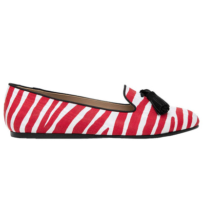 Red Cotton Flat Shoe