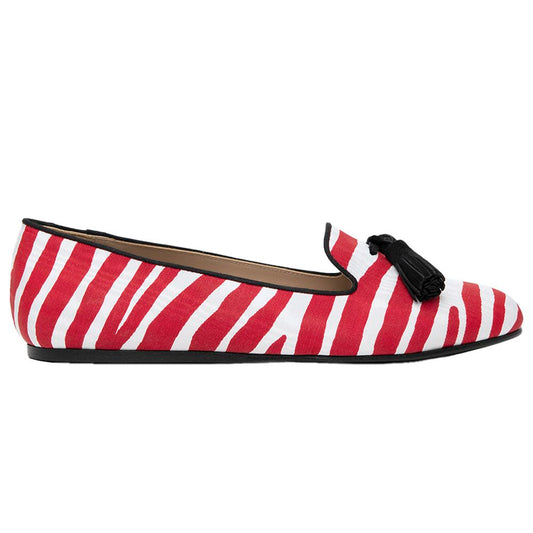 Red Cotton Flat Shoe