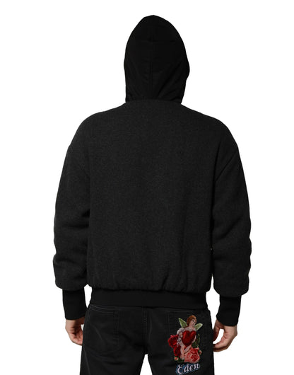 Black DG Logo Plaque Hooded Bomber Jacket