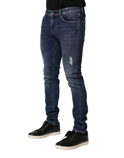 Blue Washed Skinny Cotton Denim Jeans