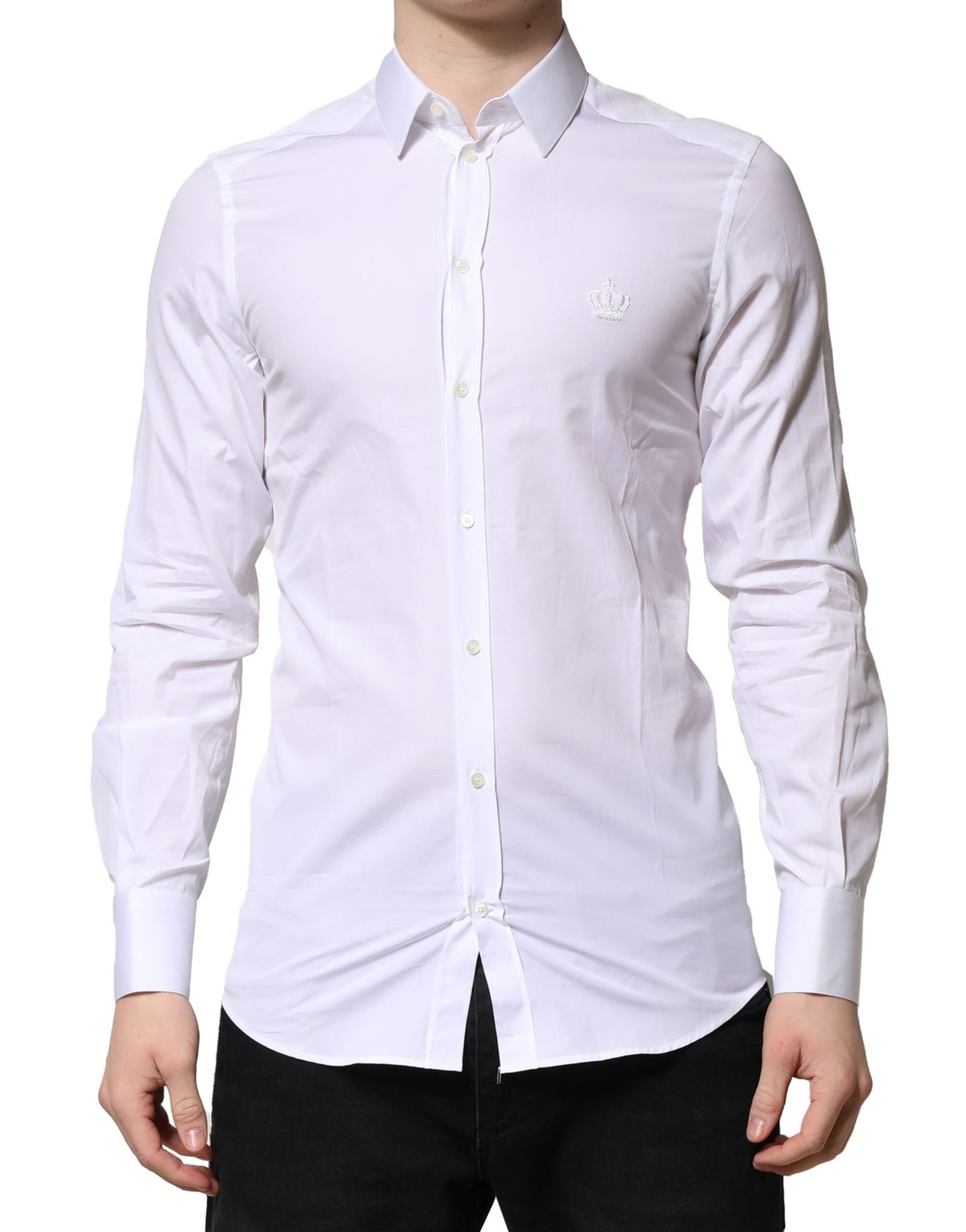 White GOLD Crown Cotton Dress Formal Shirt