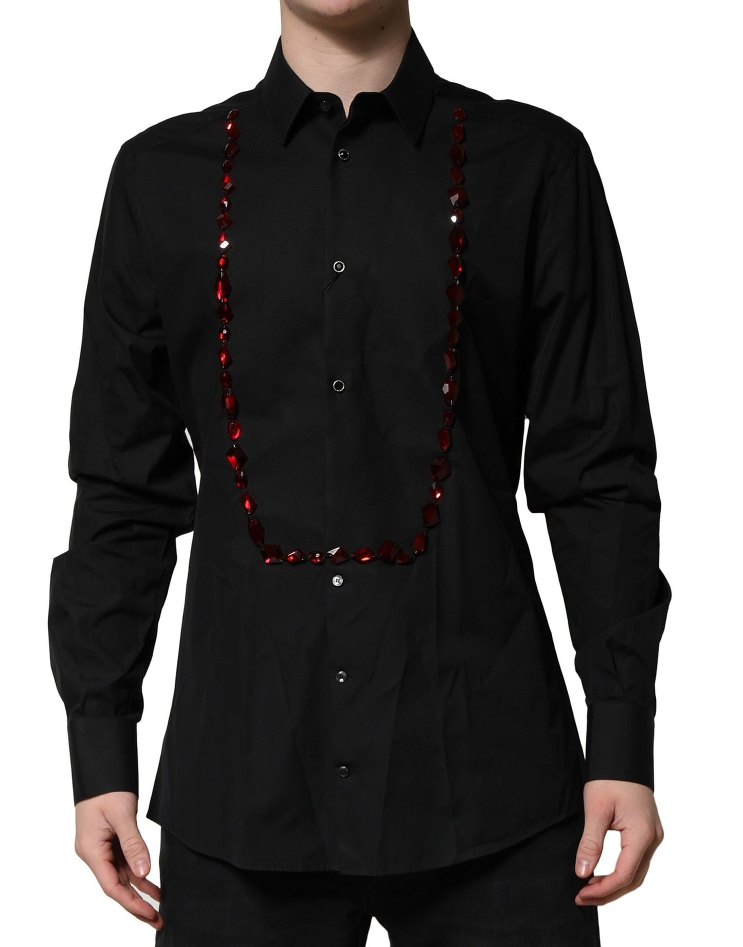 Black Crystal GOLD Formal Men Dress Shirt