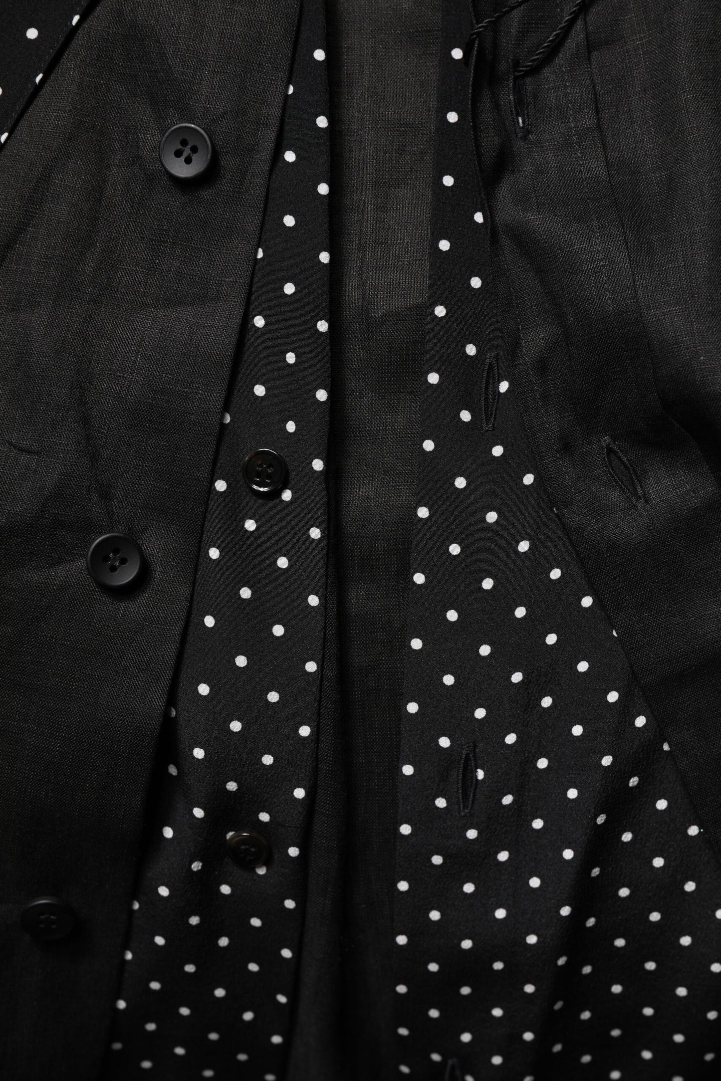 Black Polka Dot Collar Tie Neck Casual Shirt