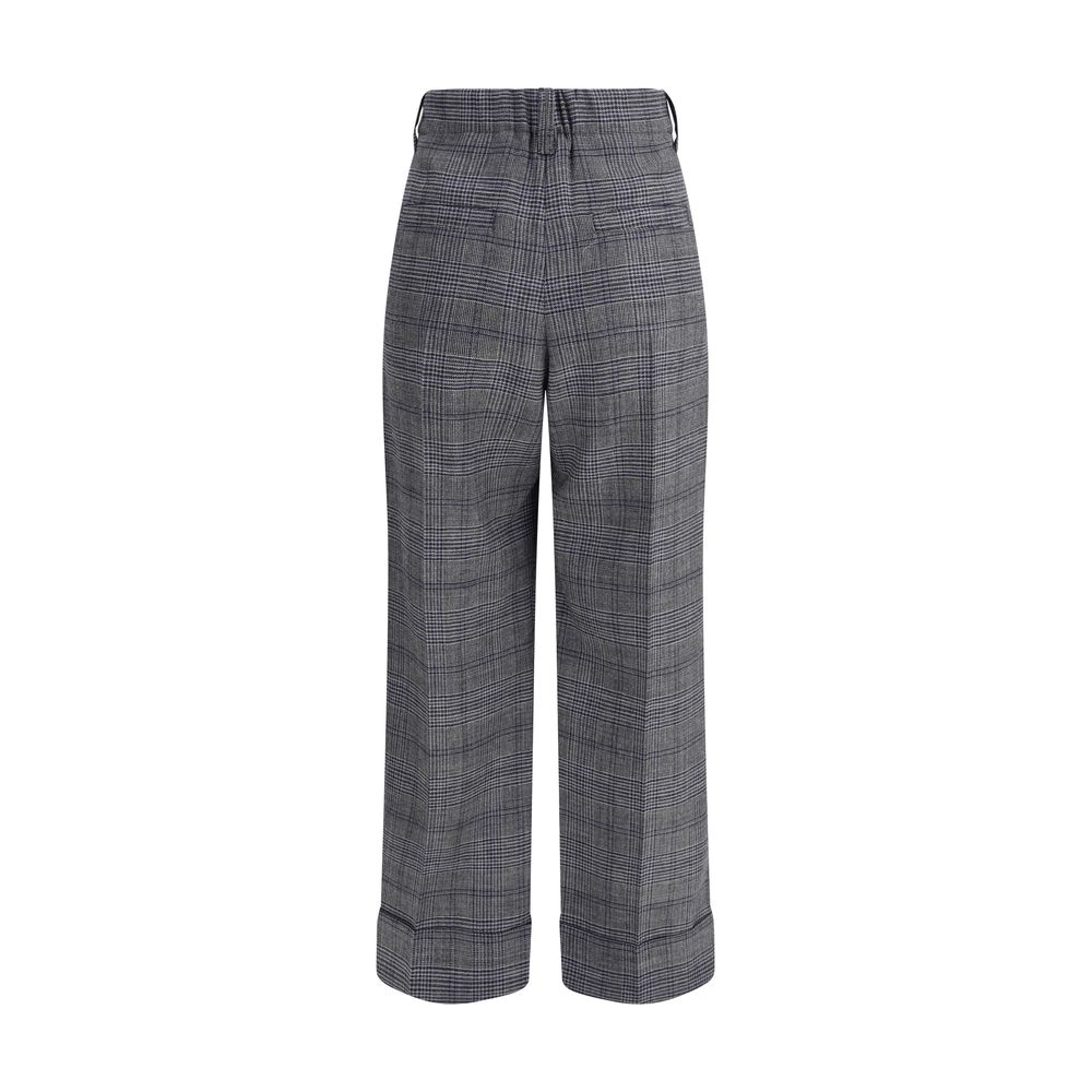Gray Fleece Wool Casual Pants