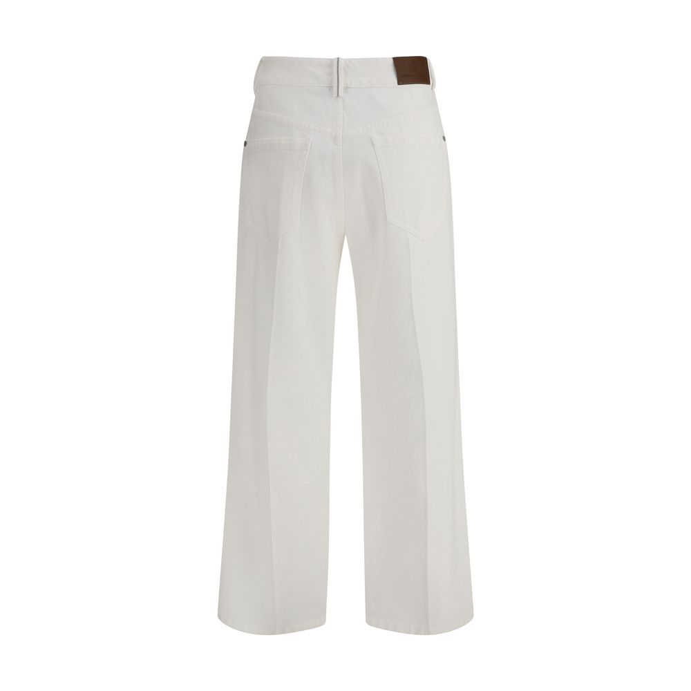 White Cotton Straight-Leg Jeans