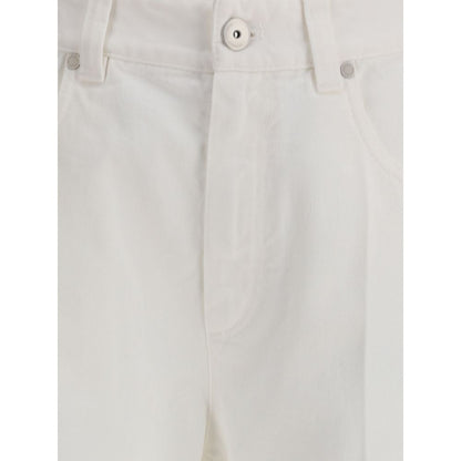 White Cotton Straight-Leg Jeans