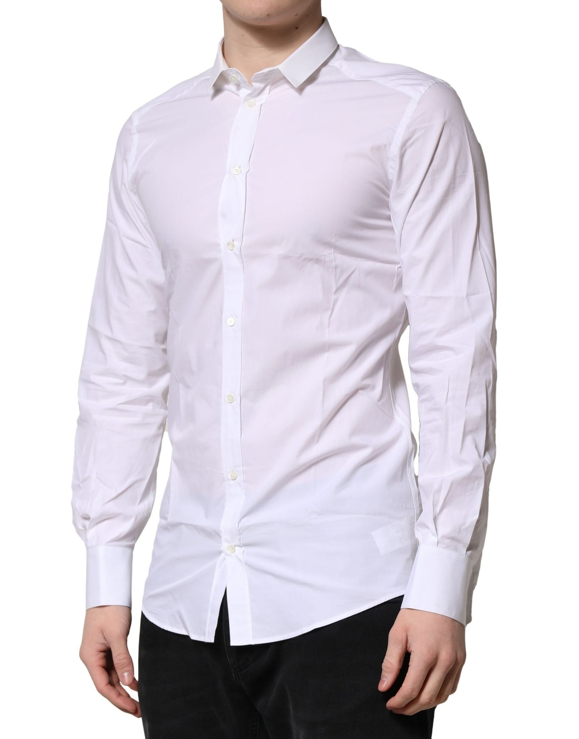 White Cotton GOLD Long Sleeves Formal Shirt