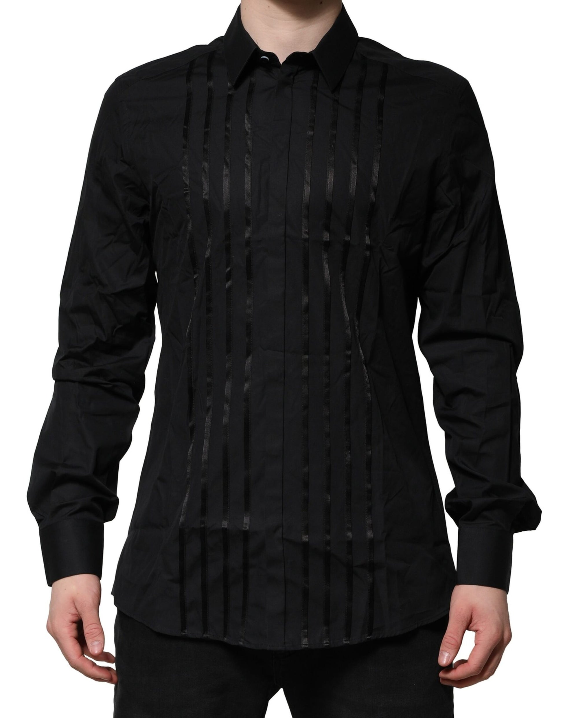 Black Cotton GOLD Mens Dress Formal Shirt