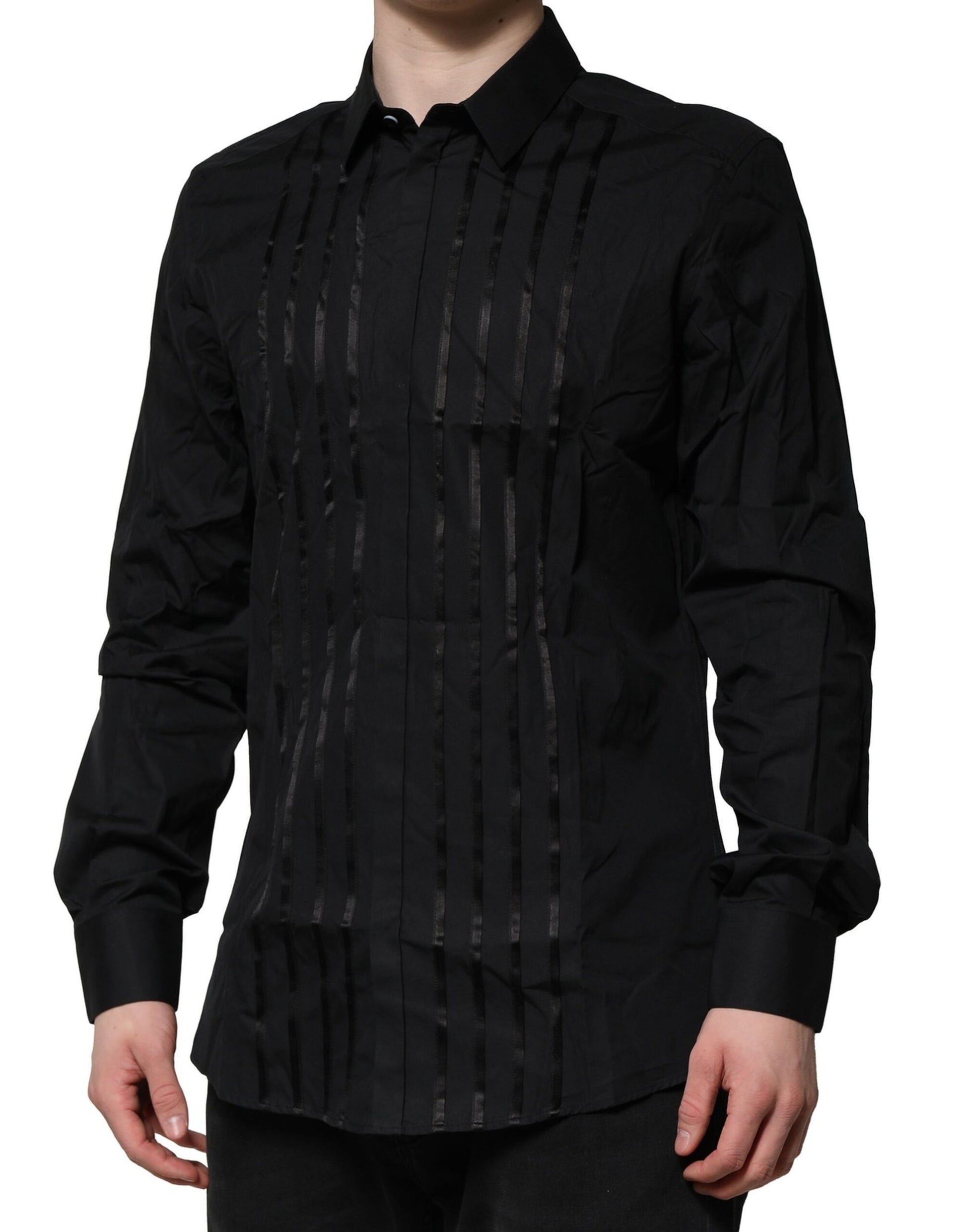 Black Cotton GOLD Mens Dress Formal Shirt