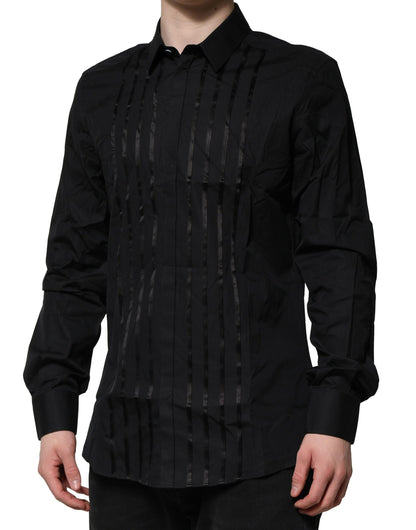 Black Cotton GOLD Mens Dress Formal Shirt