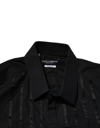 Black Cotton GOLD Mens Dress Formal Shirt