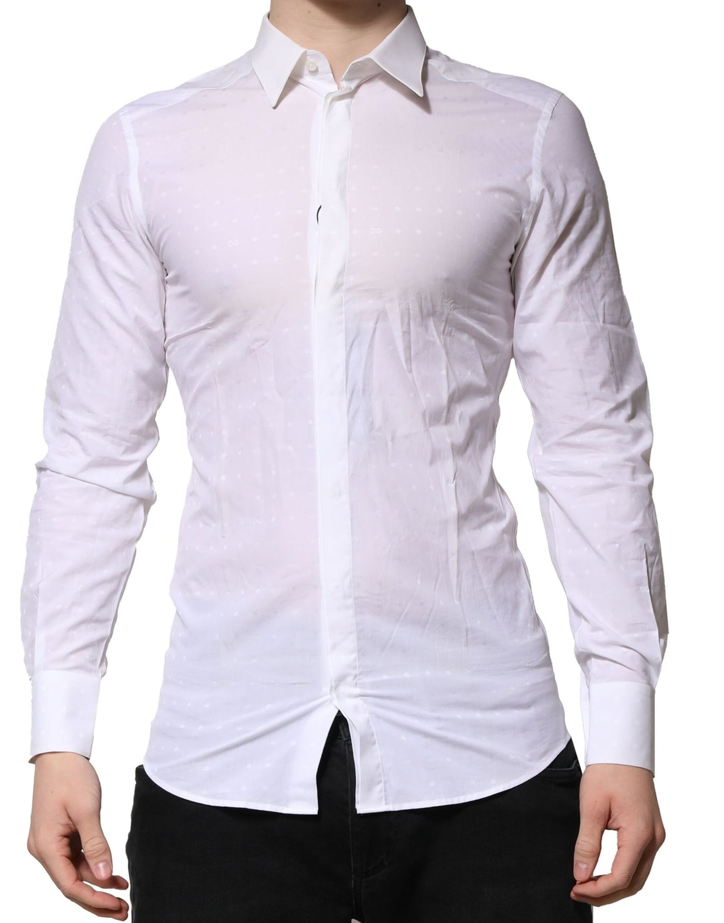 White GOLD Long Sleeves Dress Men Formal Shirt