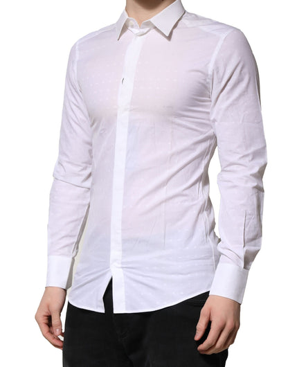 White GOLD Long Sleeves Dress Men Formal Shirt
