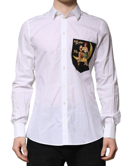 White MARTINI Long Sleeves Men Formal Shirt