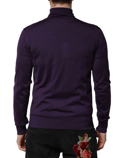 Purple Cashmere Turtleneck Pullover Sweater
