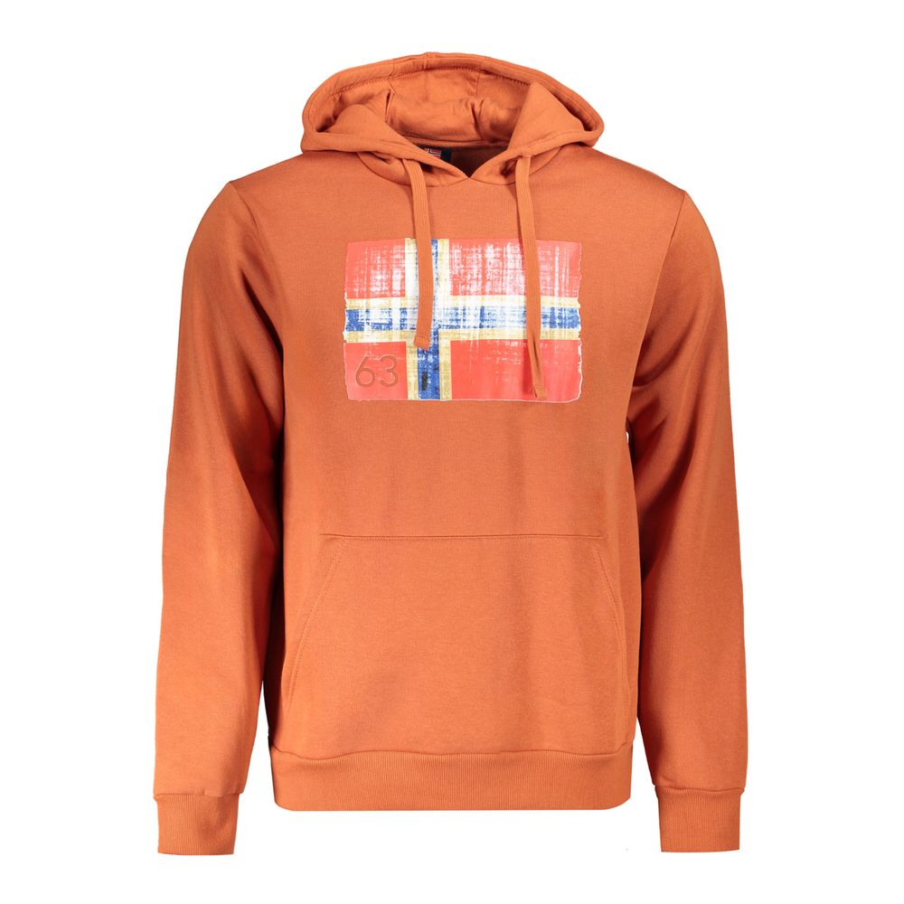 Brown Cotton Men Sweater Hoodie