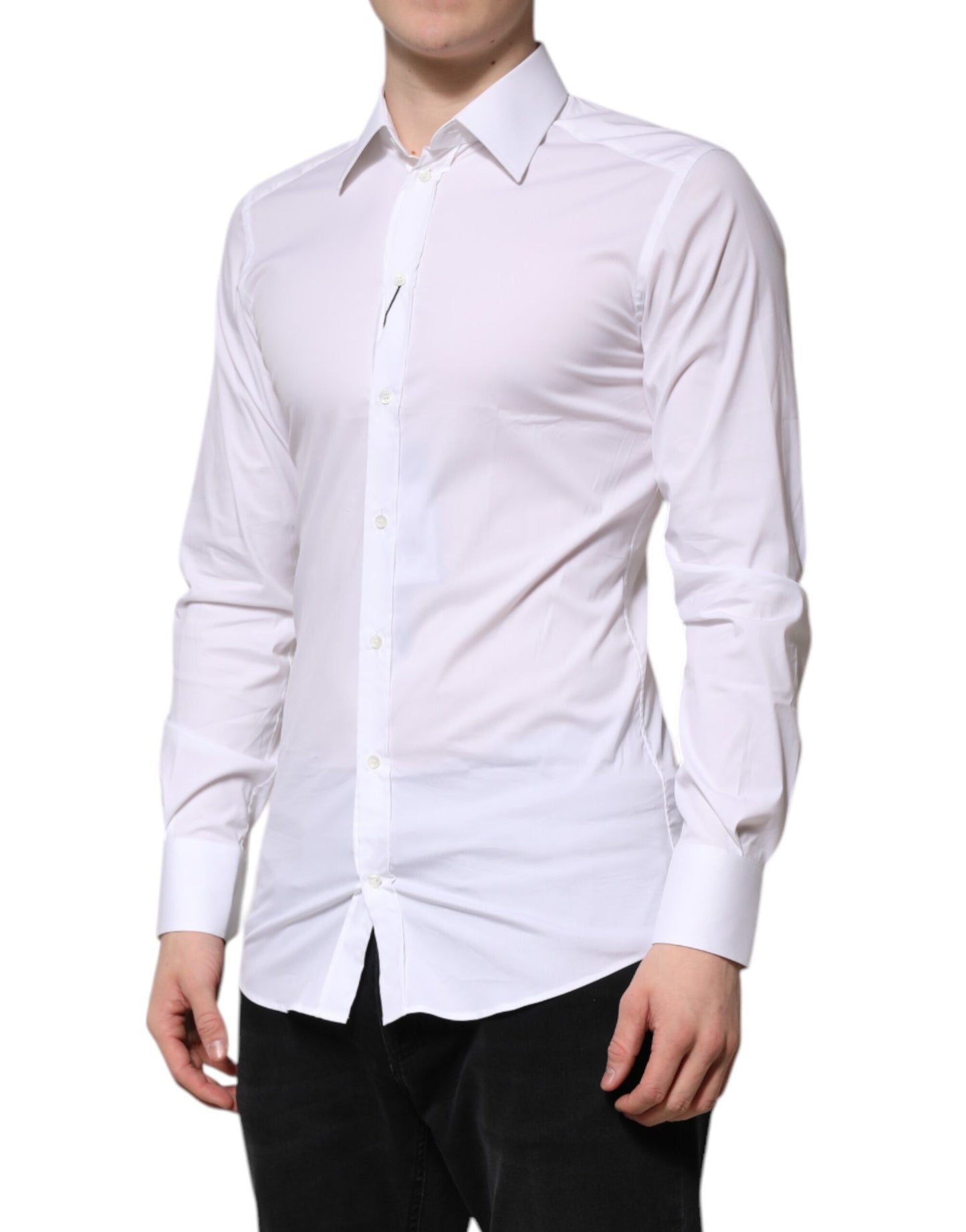 White Cotton GOLD Long Sleeves Formal Shirt