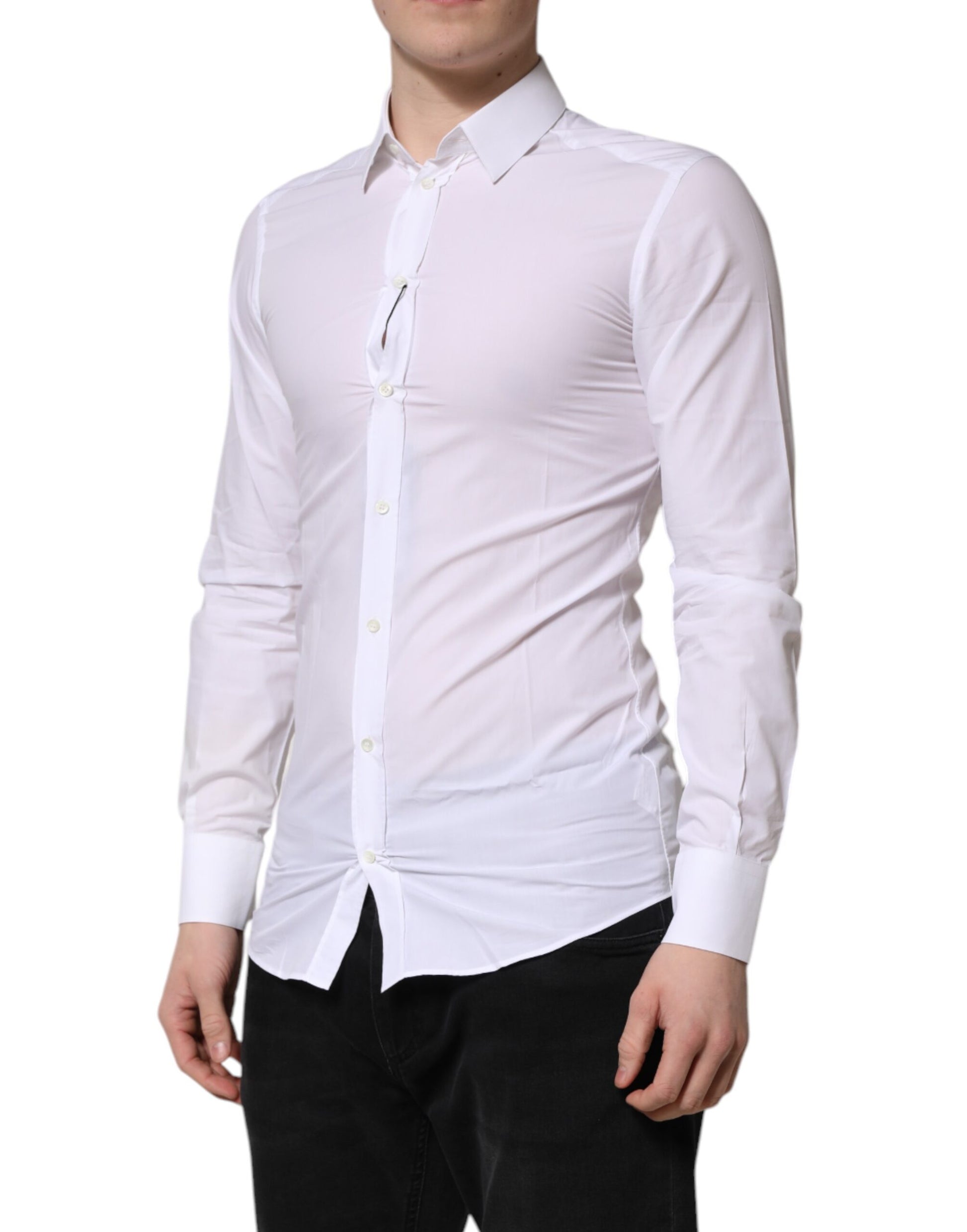 White GOLD Long Sleeves Dress Men Formal Shirt