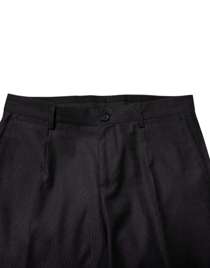 Black Wool Patterned Formal Pants