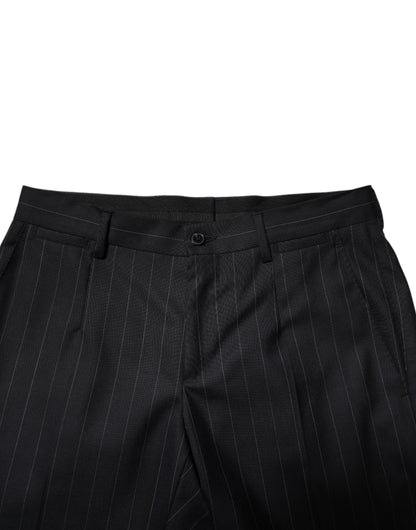 Black Wool Striped Formal Pants