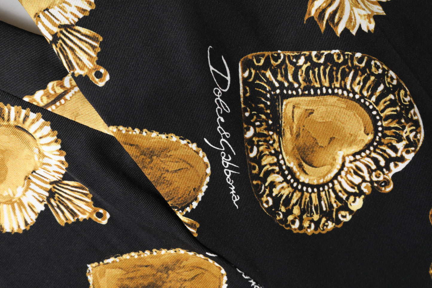 Black Gold Sacred Heart Print Pants