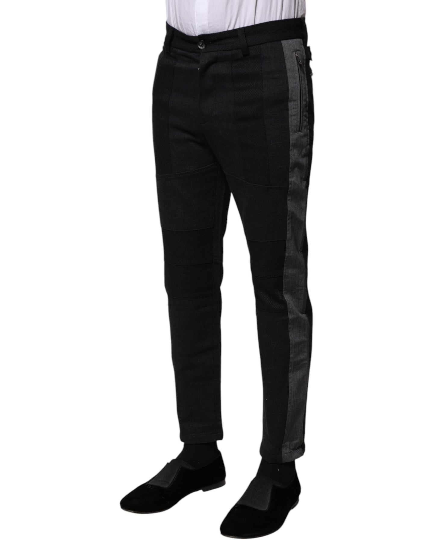 Black Gray Fantasy Cotton Formal Slim Pants