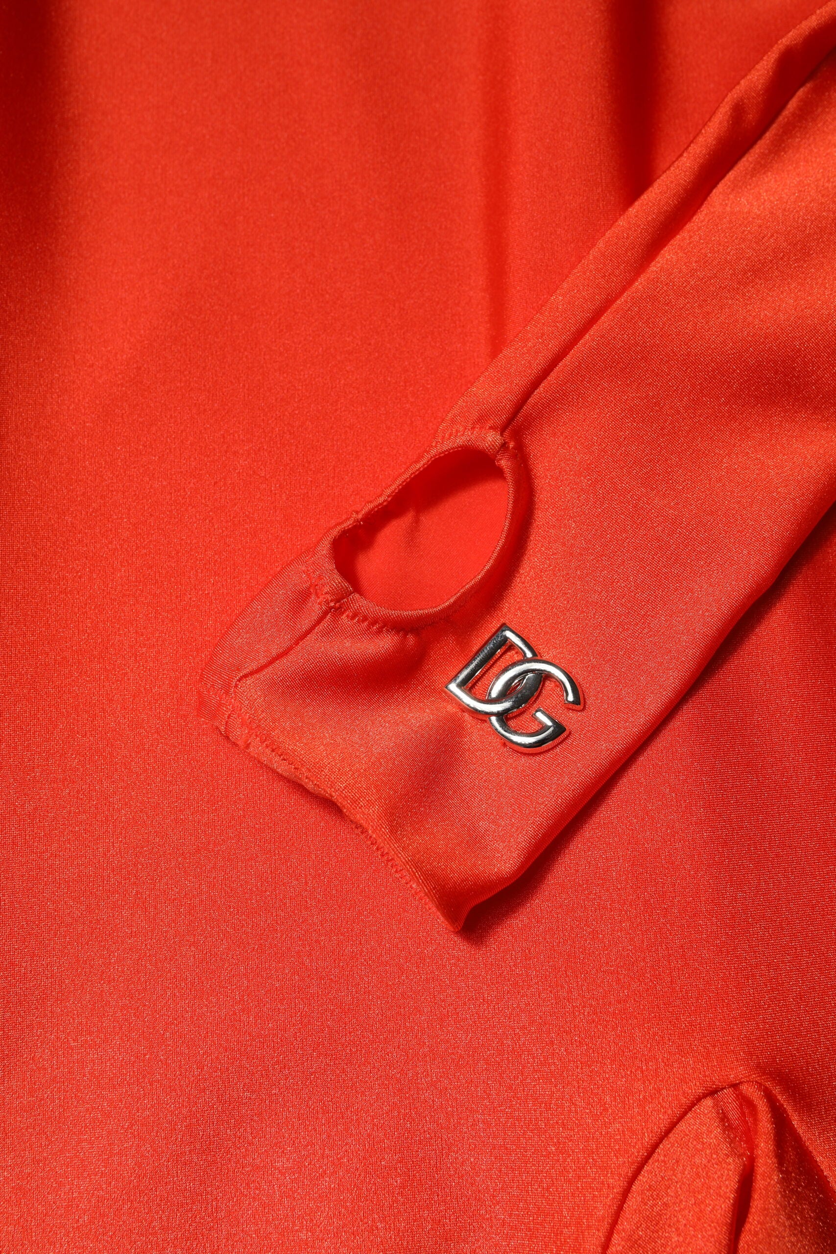 Red Nylon Turtleneck Bodycon Jumpsuit Dress