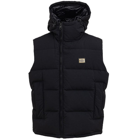 Black Polyester Sleveless Jacket