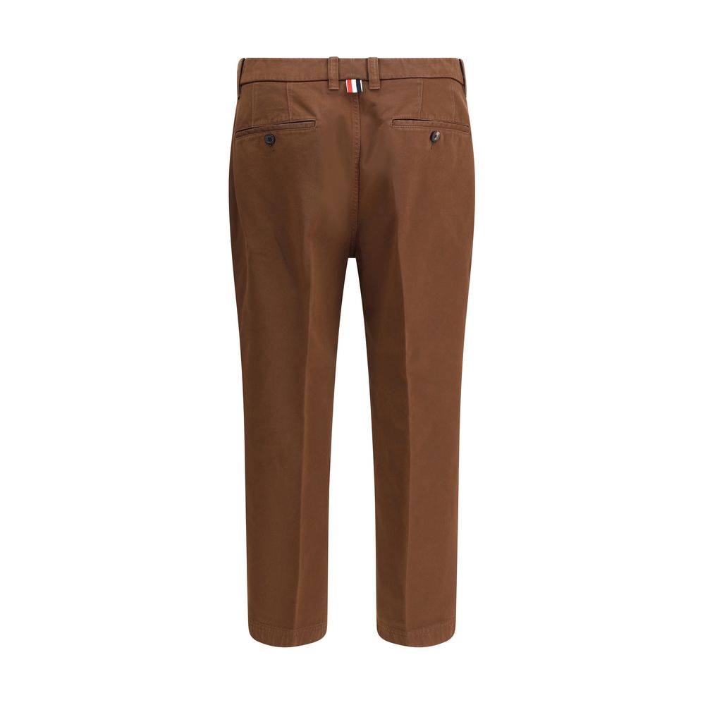 Brown Cotton Casual Pants