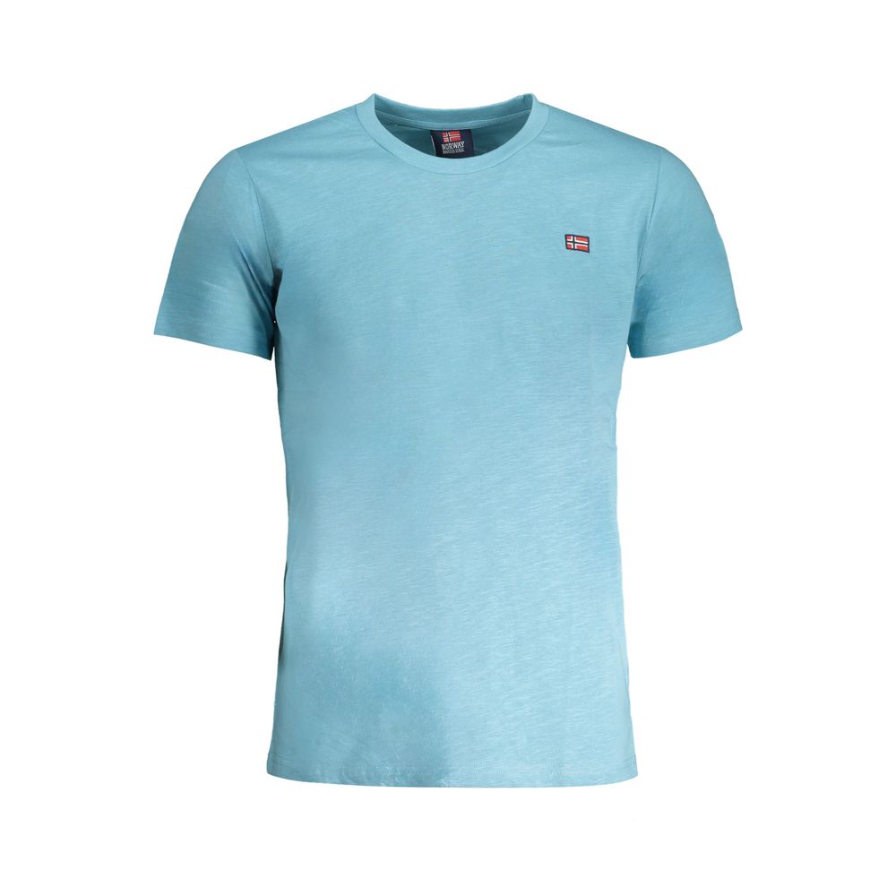 Light Blue Cotton Men T-Shirt