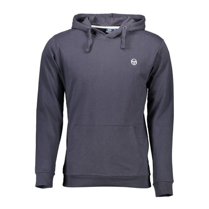 Blue Cotton Men Sweater with Hood