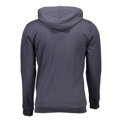 Blue Cotton Men Sweater with Hood
