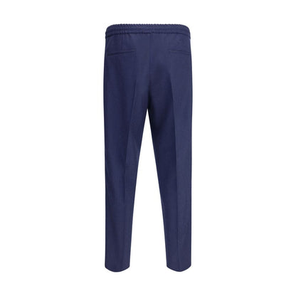 Blue Fleece Wool Casual Pants