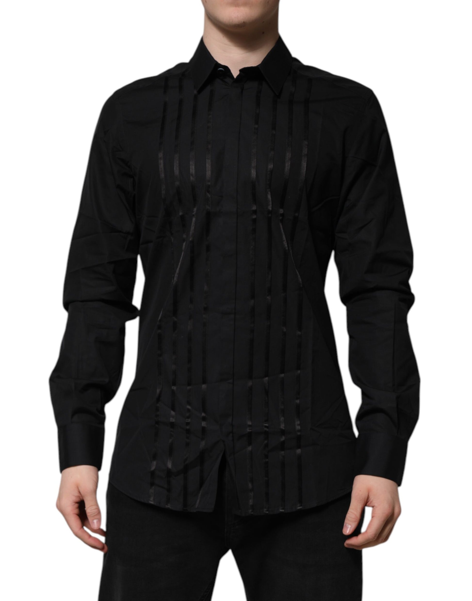 Black GOLD Long Sleeves Men Formal Dress Shirt
