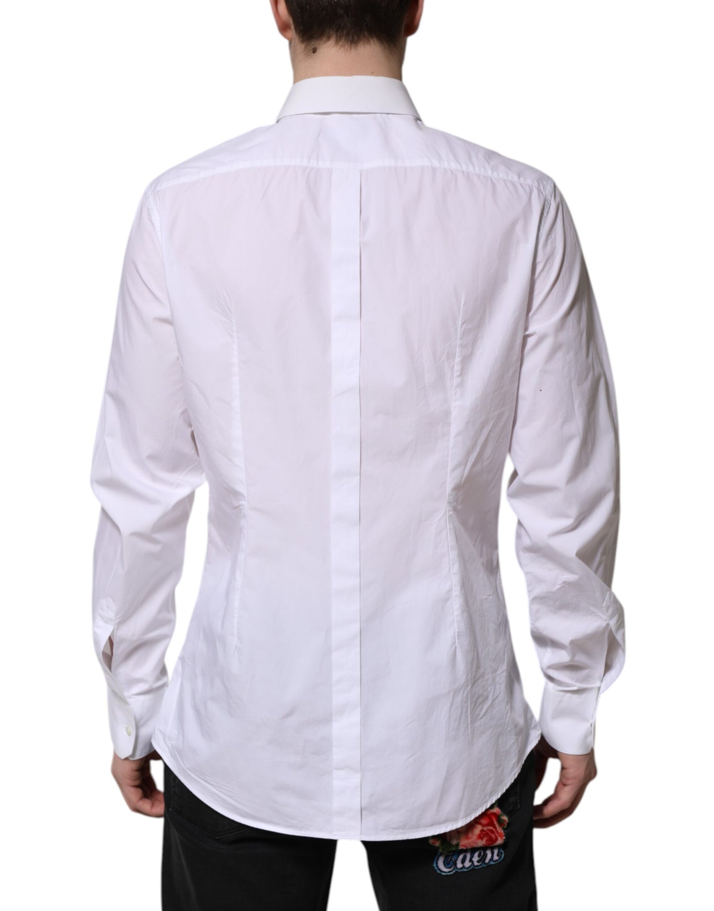 White Cotton GOLD Long Sleeves Dress Shirt