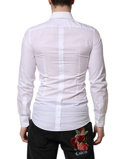 White Cotton GOLD Long Sleeve Men Dress Shirt