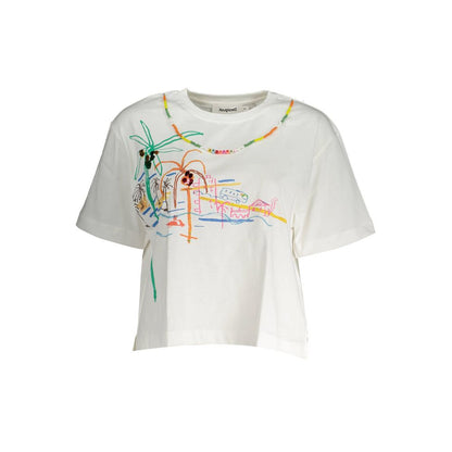 White Cotton Women T-Shirt